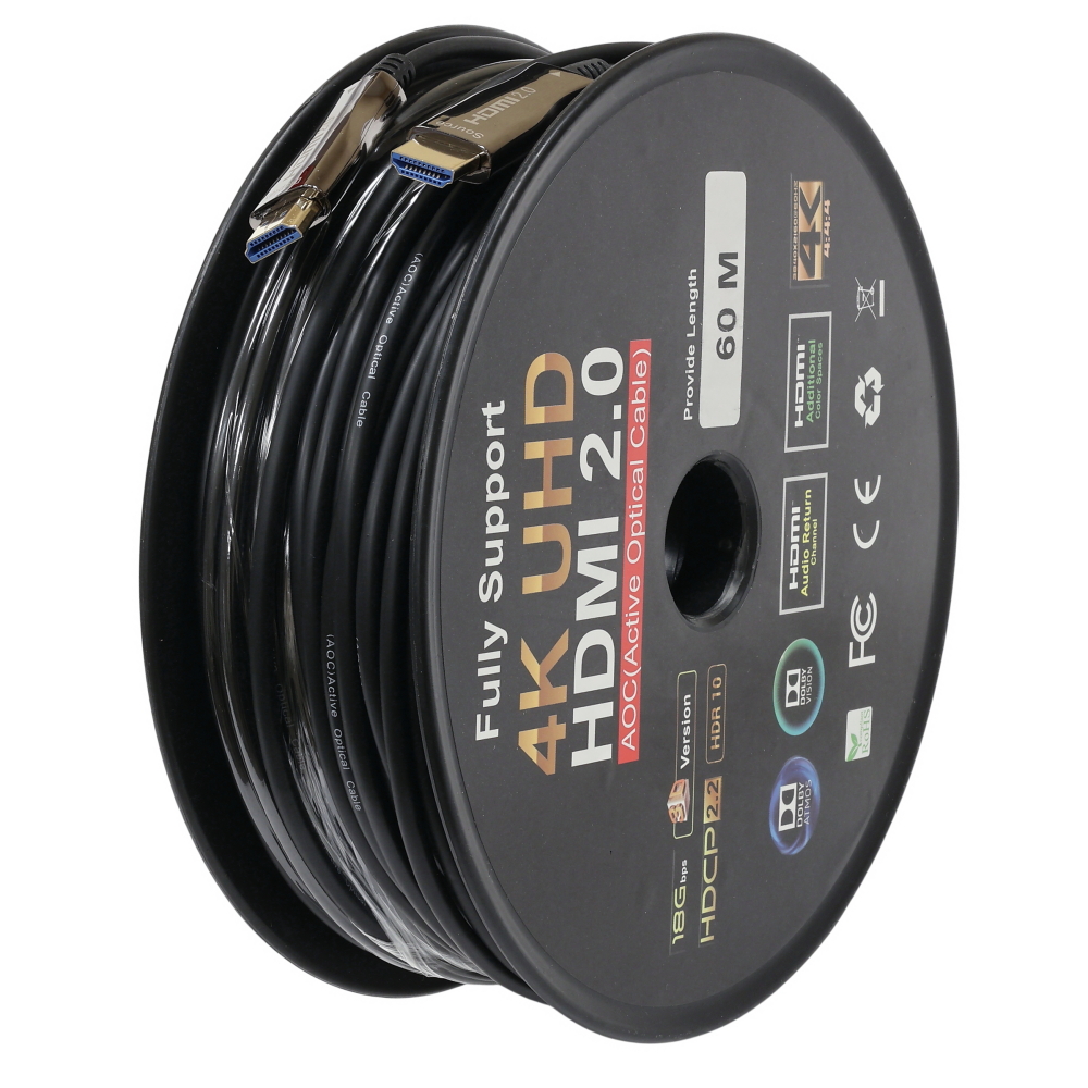 HDMI 2.0 патч-корд 60м с передачей сигнала 4K UHD по оптическому